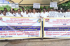 Mangaluru: Taxi and Maxi Cab drivers stage protest at Kavoor Circle